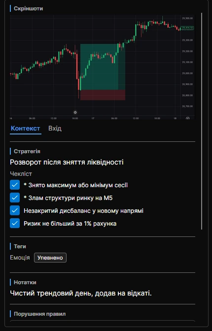Картка угоди з чеклістом і тегами